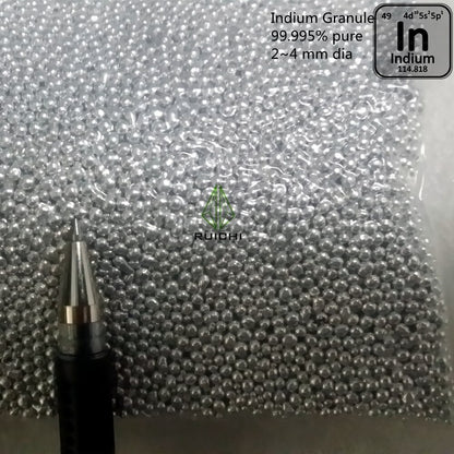 500 Gramm 99,995 % reines Indium-Granulat, Indium-Schusselement, 49 Indium-Metallkugeln